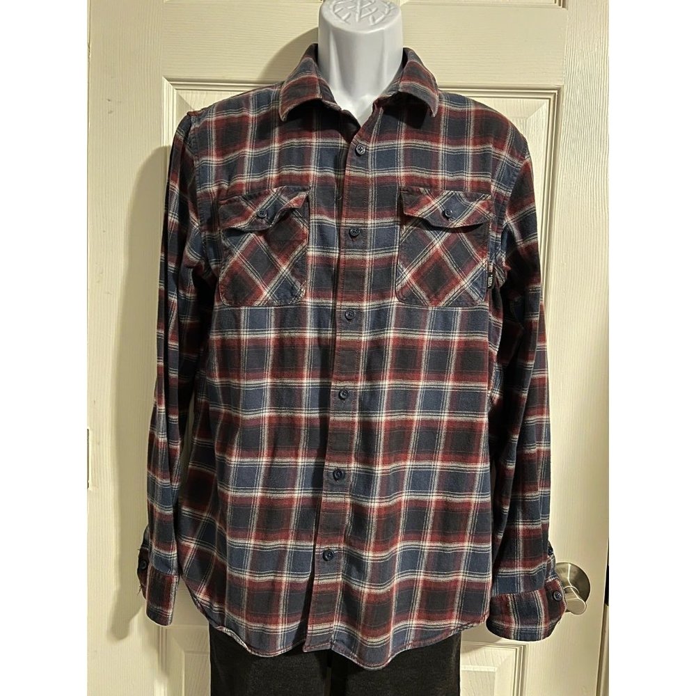 Vans Flannel Checkered Button Down Top Casual Top… - image 1